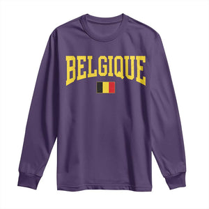 Belgium Belgique Throwback Design Vintage Belgian Flag Jersey Style Long Sleeve Shirt TS11 Purple Print Your Wear
