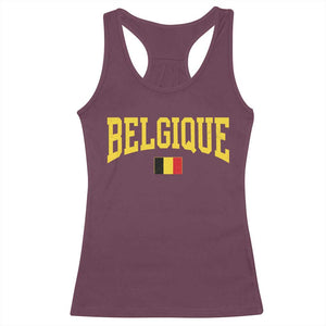 Belgium Belgique Throwback Design Vintage Belgian Flag Jersey Style Racerback Tank Top TS11 Maroon Print Your Wear