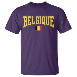 Belgium Belgique Throwback Design Vintage Belgian Flag Jersey Style T Shirt TS11 Purple Print Your Wear