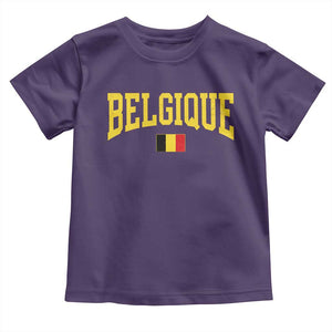 Belgium Belgique Throwback Design Vintage Belgian Flag Jersey Style Toddler T Shirt TS11 Purple Print Your Wear