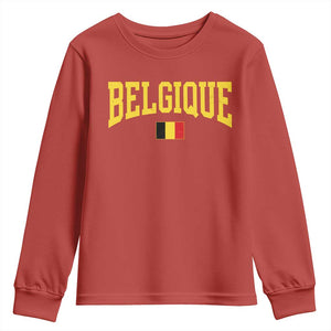Belgium Belgique Throwback Design Vintage Belgian Flag Jersey Style Youth Sweatshirt TS11 Red Print Your Wear