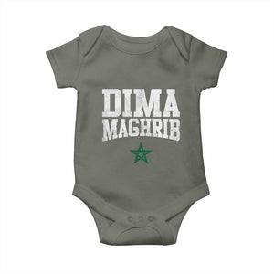 Moroccan Dima Maghrib Flag of Morocco Vintage Green Star Patriotic Baby Onesie TS11 Military Green Print Your Wear