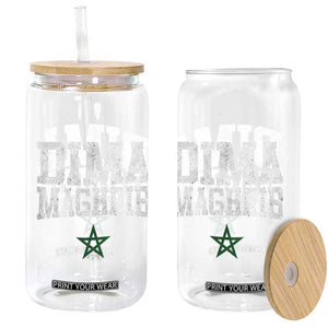 Moroccan Dima Maghrib Flag of Morocco Vintage Green Star Patriotic Glass Can TS11 Print Your Wear