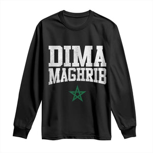 Moroccan Dima Maghrib Flag of Morocco Vintage Green Star Patriotic Long Sleeve Shirt TS11 Black Print Your Wear