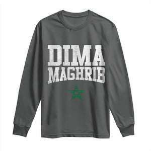 Moroccan Dima Maghrib Flag of Morocco Vintage Green Star Patriotic Long Sleeve Shirt TS11 Dark Heather Print Your Wear