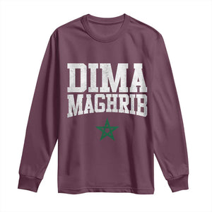 Moroccan Dima Maghrib Flag of Morocco Vintage Green Star Patriotic Long Sleeve Shirt TS11 S Maroon Print Your Wear
