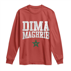 Moroccan Dima Maghrib Flag of Morocco Vintage Green Star Patriotic Long Sleeve Shirt TS11 Red Print Your Wear