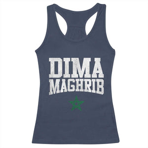 Moroccan Dima Maghrib Flag of Morocco Vintage Green Star Patriotic Racerback Tank Top TS11 Navy Print Your Wear
