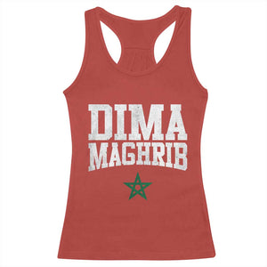 Moroccan Dima Maghrib Flag of Morocco Vintage Green Star Patriotic Racerback Tank Top TS11 Red Print Your Wear