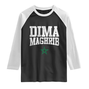 Moroccan Dima Maghrib Flag of Morocco Vintage Green Star Patriotic Raglan Shirt TS11 Black White Print Your Wear