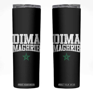 Moroccan Dima Maghrib Flag of Morocco Vintage Green Star Patriotic Skinny Tumbler TS11 Black Print Your Wear