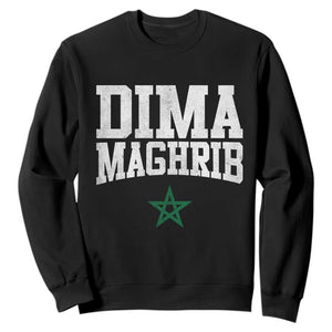 Moroccan Dima Maghrib Flag of Morocco Vintage Green Star Patriotic Sweatshirt TS11 Black Print Your Wear
