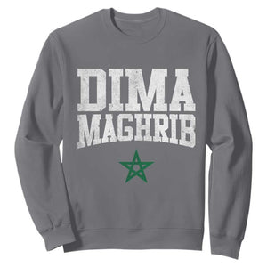 Moroccan Dima Maghrib Flag of Morocco Vintage Green Star Patriotic Sweatshirt TS11 Charcoal Print Your Wear
