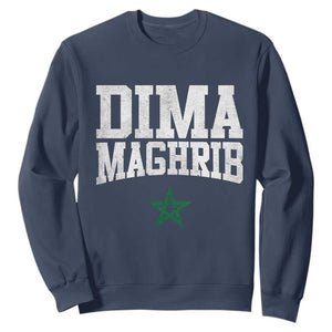 Moroccan Dima Maghrib Flag of Morocco Vintage Green Star Patriotic Sweatshirt TS11 Navy Print Your Wear