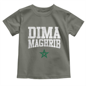 Moroccan Dima Maghrib Flag of Morocco Vintage Green Star Patriotic Toddler T Shirt TS11 Military Green Print Your Wear
