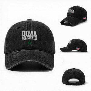 Moroccan Dima Maghrib Flag of Morocco Vintage Green Star Patriotic Washed Cotton Baseball Cap TS11 Washed Cap Universal Fit Black Print Your Wear
