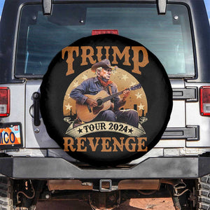 Funny Trump Revenge Tour 2024 Spare Tire Cover Cowboy Trump Western Country Music Guitar Political Election TS11 No hole Black Print Your Wear