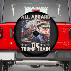 Trump Supporter 2024 Spare Tire Cover All Aboard The Trump Train USA American Flag TS11 Black Print Your Wear