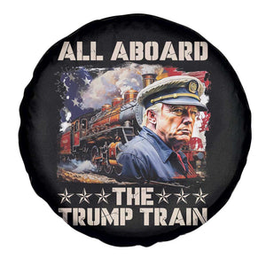 Trump Supporter 2024 Spare Tire Cover All Aboard The Trump Train USA American Flag TS11 Print Your Wear