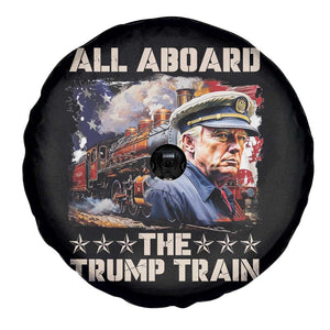 Trump Supporter 2024 Spare Tire Cover All Aboard The Trump Train USA American Flag TS11 Print Your Wear