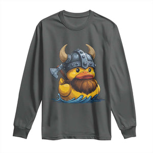 Rubber Duck Viking Warrior Norse Mythology Long Sleeve Shirt TS11 Dark Heather Print Your Wear