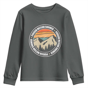 Perseid Meteor Shower Youth Sweatshirt Shooting Stars Astronomy Vintage Retro Mountain TS11 Dark Heather Print Your Wear