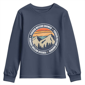 Perseid Meteor Shower Youth Sweatshirt Shooting Stars Astronomy Vintage Retro Mountain TS11 Navy Print Your Wear