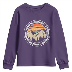 Perseid Meteor Shower Youth Sweatshirt Shooting Stars Astronomy Vintage Retro Mountain TS11 Purple Print Your Wear