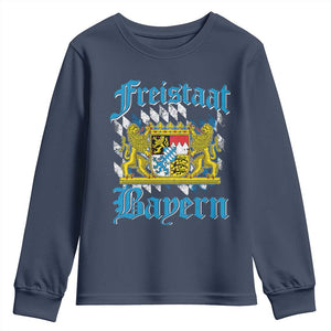 Freistaat Bayern Youth Sweatshirt Bavaria German Munich Oktoberfest TS11 Navy Print Your Wear