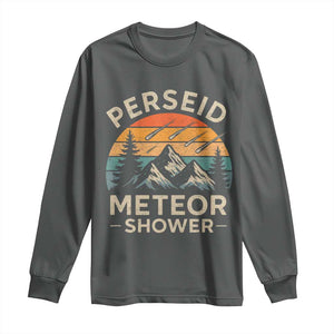 Perseid Meteor Shower Long Sleeve Shirt Shooting Stars Astronomy Vintage Mountain TS11 Dark Heather Print Your Wear