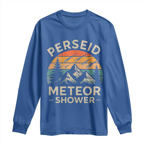 Perseid Meteor Shower Long Sleeve Shirt Shooting Stars Astronomy Vintage Mountain TS11 Royal Blue Print Your Wear