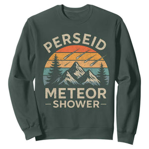 Perseid Meteor Shower Sweatshirt Shooting Stars Astronomy Vintage Mountain TS11 Dark Forest Green Print Your Wear
