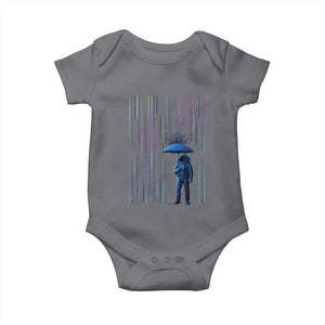 Perseid Meteor Shower Raining Astronaut With Umbrella Baby Onesie TS11 Charcoal Print Your Wear
