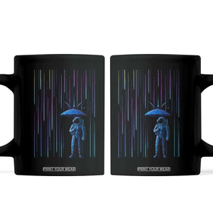 Perseid Meteor Shower Raining Astronaut With Umbrella Coffee Mug TS11 Black Print Your Wear