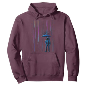 Perseid Meteor Shower Raining Astronaut With Umbrella Hoodie TS11 Maroon Print Your Wear