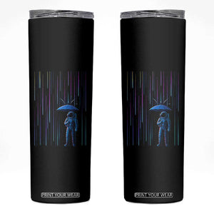 Perseid Meteor Shower Raining Astronaut With Umbrella Skinny Tumbler TS11 Black Print Your Wear
