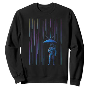 Perseid Meteor Shower Raining Astronaut With Umbrella Sweatshirt TS11 Black Print Your Wear