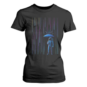 Perseid Meteor Shower Raining Astronaut With Umbrella T Shirt For Women TS11 Black Print Your Wear