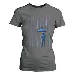 Perseid Meteor Shower Raining Astronaut With Umbrella T Shirt For Women TS11 Dark Heather Print Your Wear