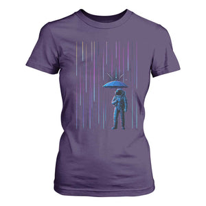 Perseid Meteor Shower Raining Astronaut With Umbrella T Shirt For Women TS11 Purple Print Your Wear