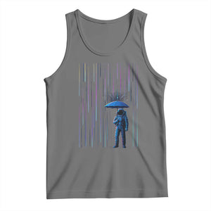 Perseid Meteor Shower Raining Astronaut With Umbrella Tank Top TS11 Black Heather Print Your Wear