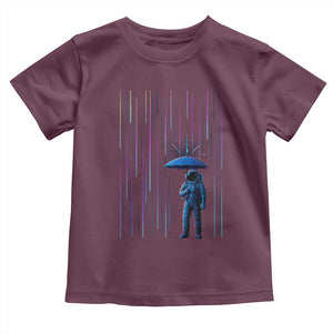 Perseid Meteor Shower Raining Astronaut With Umbrella Toddler T Shirt TS11 Maroon Print Your Wear