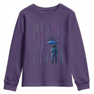 Perseid Meteor Shower Raining Astronaut With Umbrella Youth Sweatshirt TS11 Purple Print Your Wear