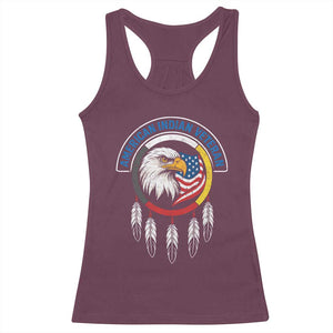 American Indian Veteran Racerback Tank Top Native American Veteran Eagle Dreamcatcher TS11 Maroon Print Your Wear