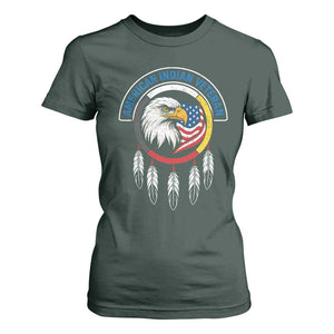 American Indian Veteran T Shirt For Women Native American Veteran Eagle Dreamcatcher TS11 Dark Forest Green Print Your Wear
