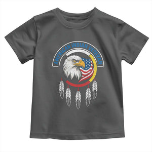 American Indian Veteran Toddler T Shirt Native American Veteran Eagle Dreamcatcher TS11 Dark Heather Print Your Wear