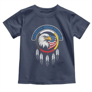 American Indian Veteran Toddler T Shirt Native American Veteran Eagle Dreamcatcher TS11 Navy Print Your Wear