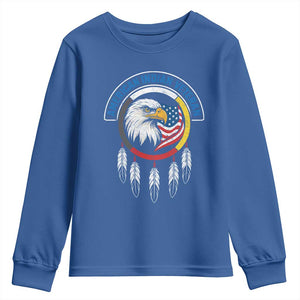 American Indian Veteran Youth Sweatshirt Native American Veteran Eagle Dreamcatcher TS11 Royal Blue Print Your Wear