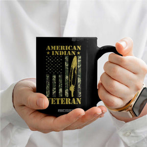 American Indian Veteran Coffee Mug Native American Veteran Feathers Camo Flag TS11 Print Your Wear