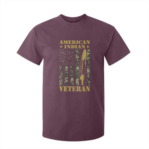 American Indian Veteran T Shirt For Kid Native American Veteran Feathers Camo Flag TS11 Maroon Print Your Wear